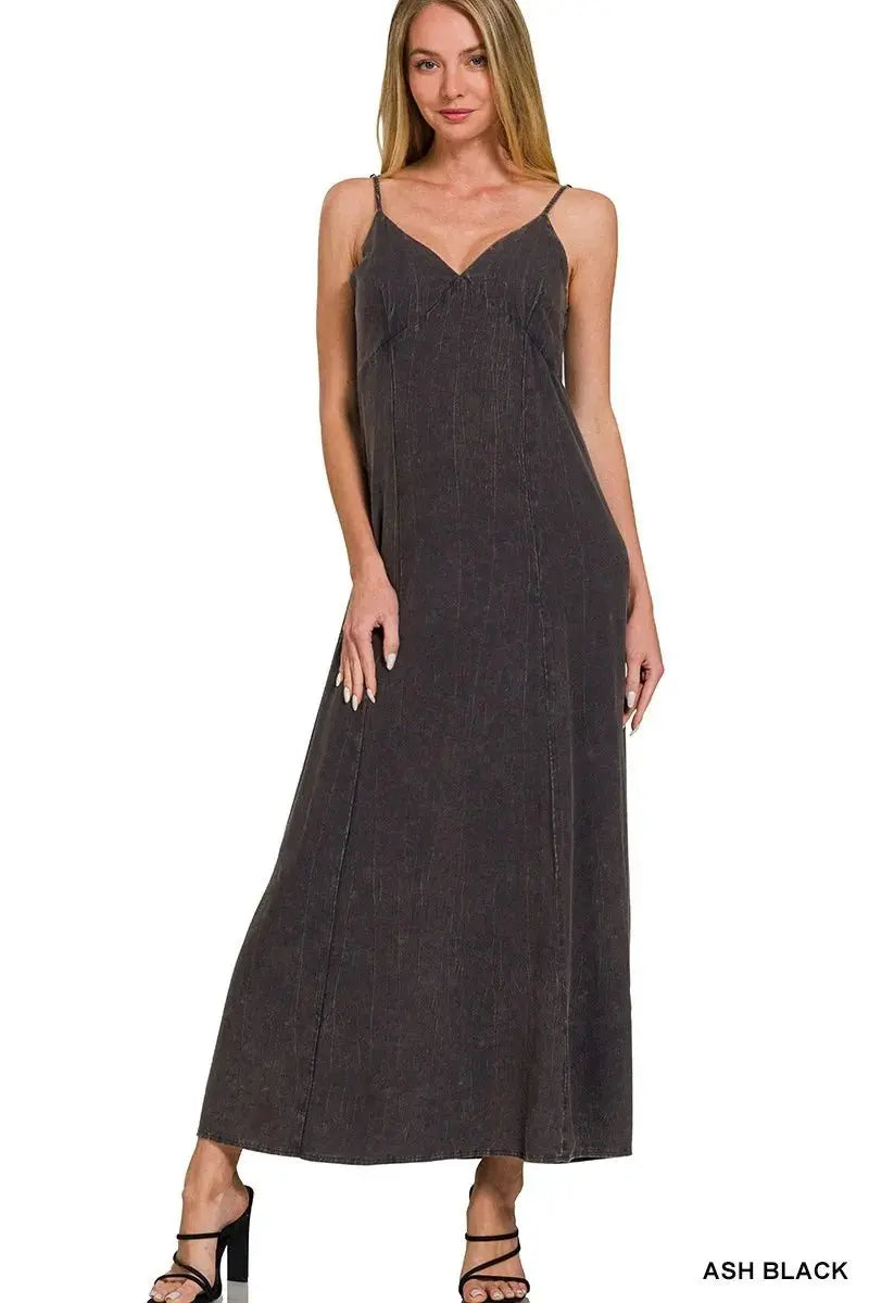 Zenana Mineral Washed Rayon Challis Cami Dress for Women - Love Salve